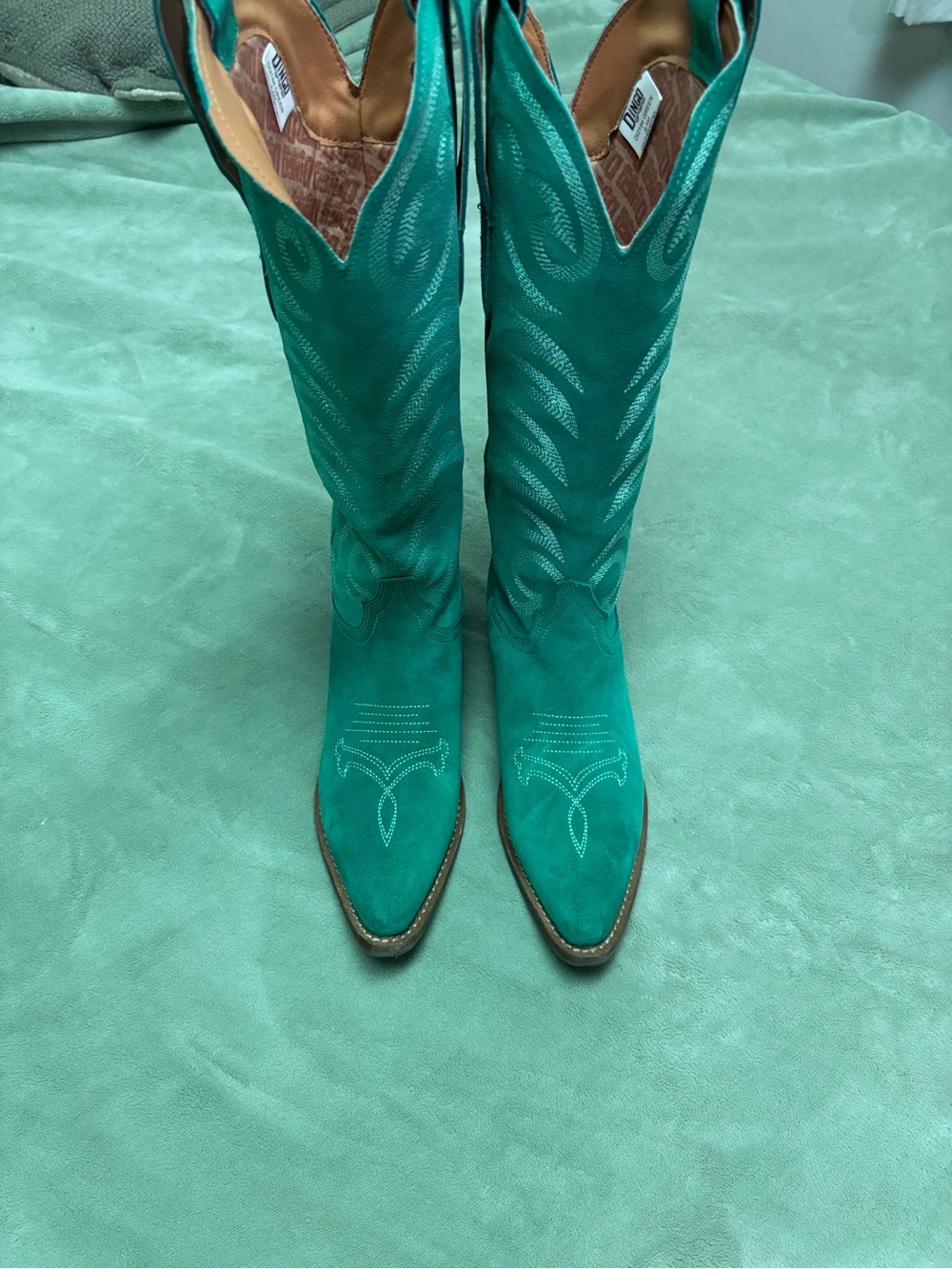 Dingo 1969 Turquoise Suede Western Knee-High Cowboy Boot - Picture 4 of 7